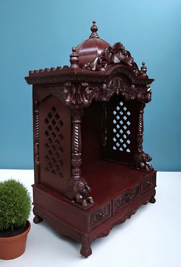 Handcrafted Wooden Home Temple - Image 5