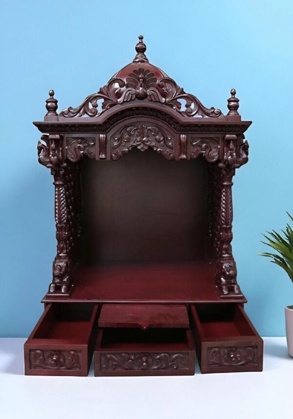 Handcrafted Wooden Home Temple - Image 3