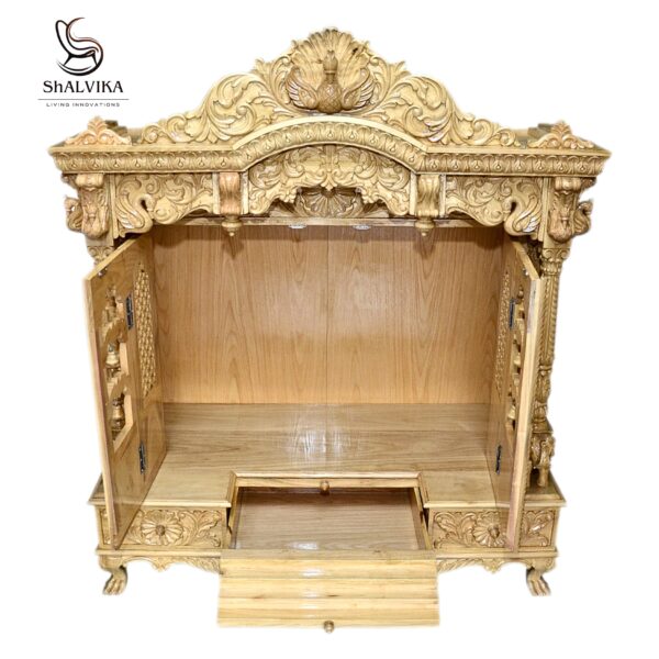 “Handcrafted Wooden Temple for Home with Door | Traditional Pooja Mandir Online in India”
