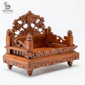 Handcrafted Design Sheesham Wooden Puja Chowki | Designer Home Temple Chowki by Shalvika Living Innovations