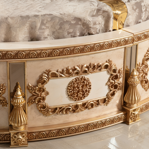 Wooden Royal Handcarved Round Bed in Premium Teak Wood | Luxury Designer Round Bed for Bedroom by Shalvika Living Innovations