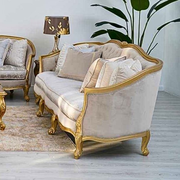 Vintage Classic Wooden Hand Carved Living Room Sofa Furniture Set - Image 3