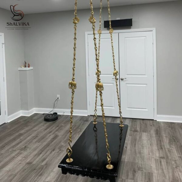"Wooden Oonjal Plank with Pure Brass Chain | Handcrafted Swing by Shalvika Living Innovations"