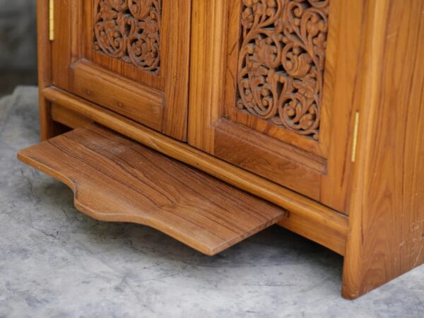 Wooden Double Door Wall Hanging Altar for Home – Natural Indian Teak | Shalvika Living Innovations
