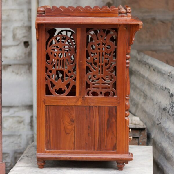 Elegantly Top Carved 2 Drawer Handmade Wooden Small Temple for Home – Shalvika Living Innovations