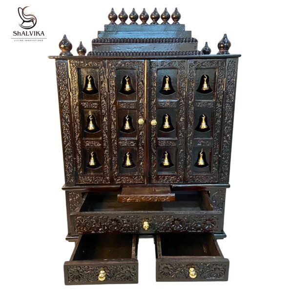 Hand Carved Teak Wood Pooja Mandir – Premium Wooden Temple for Home