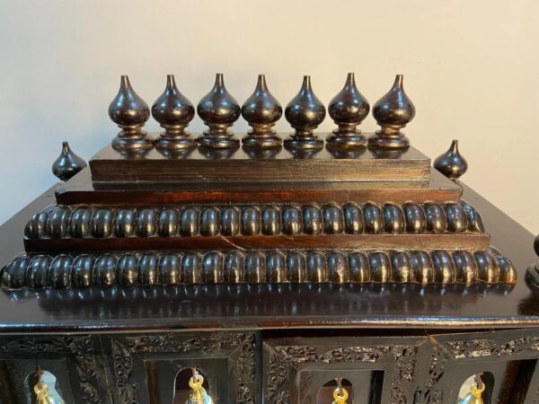 South Indian Teak Wooden Pooja Mandir for Home Prayer Room with Bells