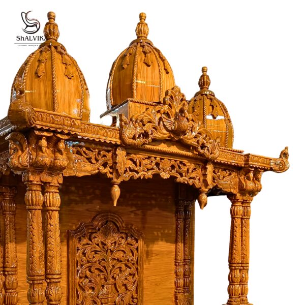 Premium Teak Wooden Carved Mandir Design – Handcrafted Pooja Temple
