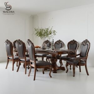 Wooden Antique Victorian Style 8 Seater Dining Table Set – Shalvika Living Innovations