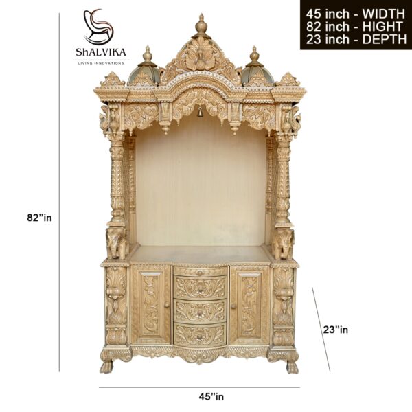 Wooden Designer Puja Mandir for Home - Image 3