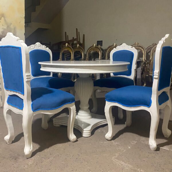 Hand Carved Dining Table with Chairs Luxury Wooden Set - Image 2
