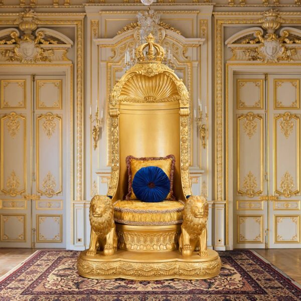 "Wooden Handcarved Royal Style King Chair | Luxury Throne Chair for Home & Office Decor"