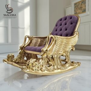 Fully Hand Carved Luxurious Four-season Lunch Break Wooden Royal Carved Rocking Chair