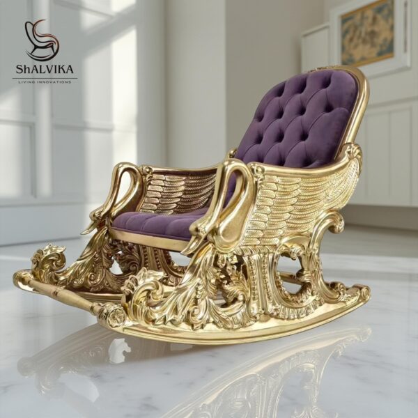 Fully Hand Carved Luxurious Four-season Lunch Break Wooden Royal Carved Rocking Chair