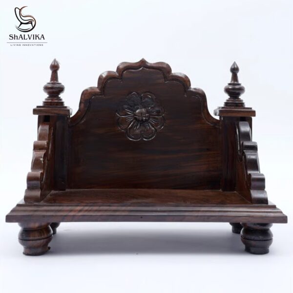 Wooden Handcrafted Puja Chowki Singhasan | Designer Home Temple Chowki by Shalvika Living Innovations