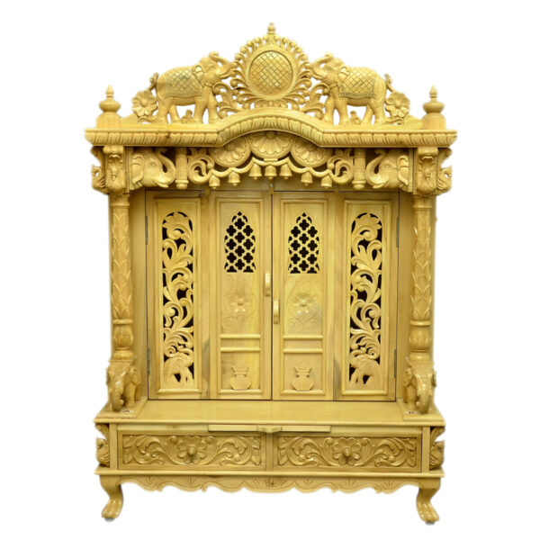Wooden Handcrafted Designer Temple in Teak Wood – Shalvika Living Innovations