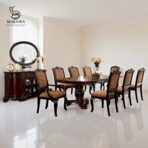 "Wooden Handmade Antique Style 8 Seater Dining Table Set | Luxury Dining Furniture by Shalvika Living Innovations"