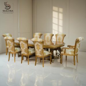 "Wooden Royal Classic Style 8 Seater Dining Table Set | Shalvika Living Innovations"