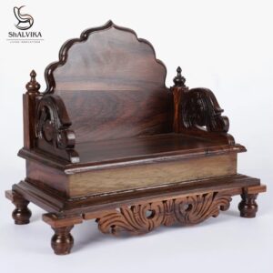 Wooden Traditional Handcrafted Designer Puja Chowki | Home Temple Chowki by Shalvika Living Innovations