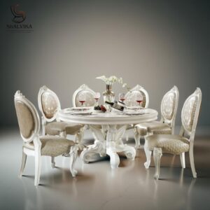 "Wooden Victorian Dining Table in White | Handcrafted by Shalvika Living Innovations"