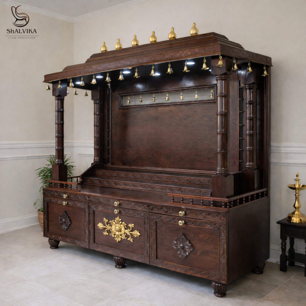 Bell Temple with Gopuram in Teak Wood