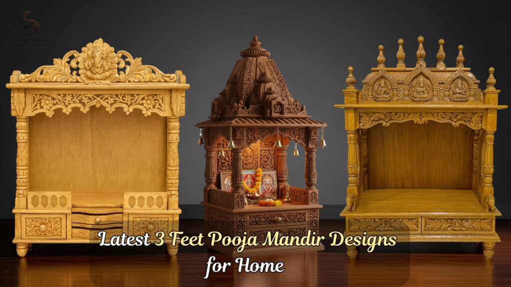 Latest 3 Feet Pooja Mandir Designs for Home