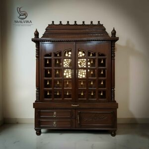 Teak Wood Mandir with Bells Door