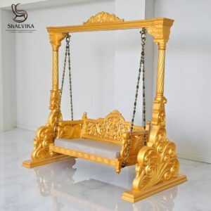 Wooden Swing with Stand in Golden