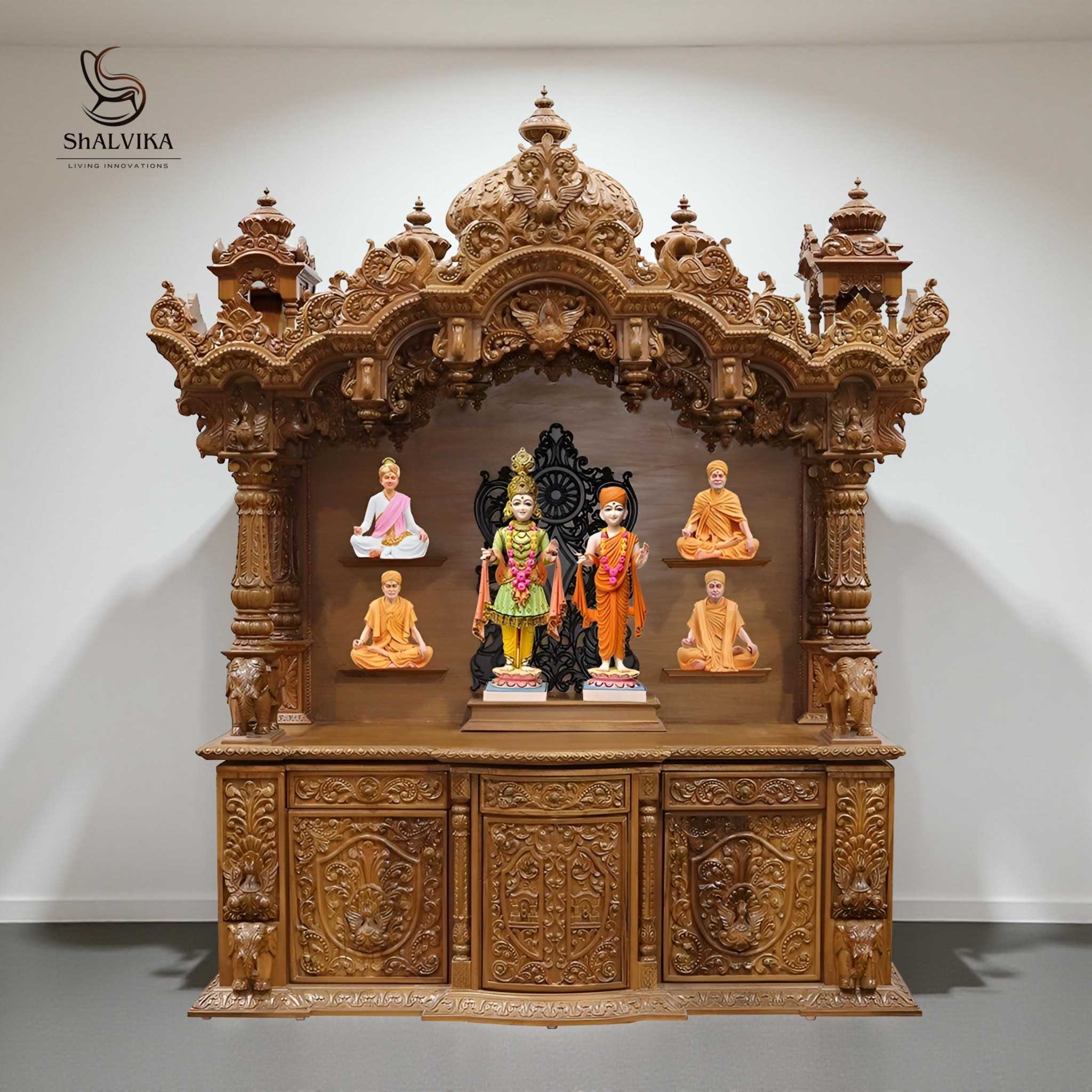 Big Wooden Pooja Mandir Designs For Home