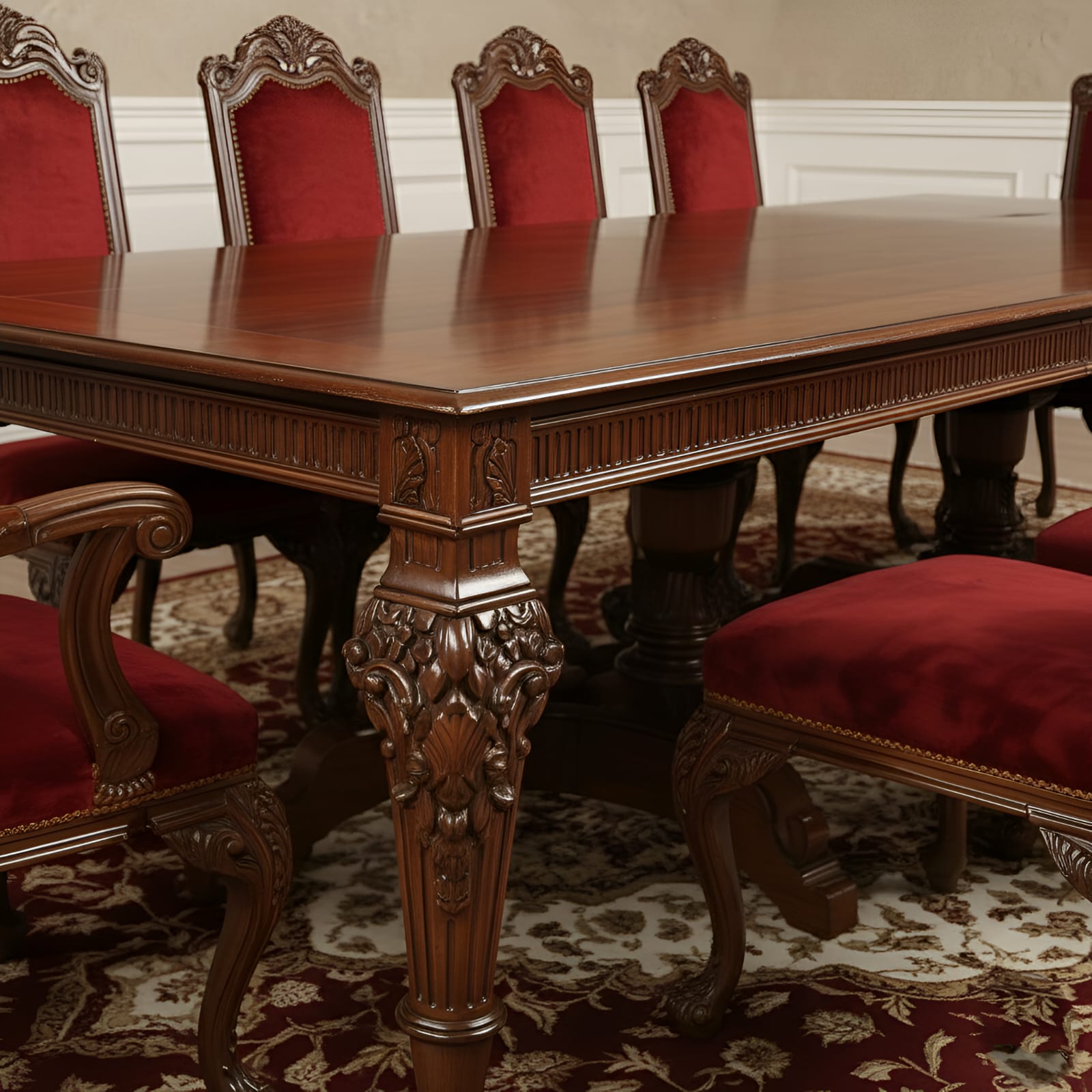 Wooden Classic Dining Table Set 10 Seater