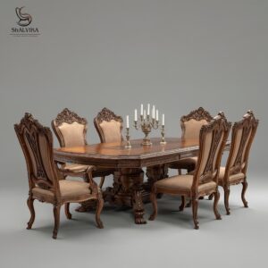 Handcrafted Wooden Dining Table Set