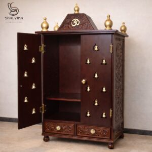 Pooja Mandir Wooden for Home with Bells Door