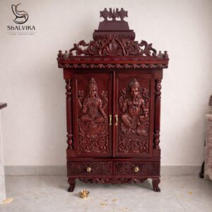 Wood Mandir with Door for Home