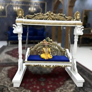 Wooden Laddu Gopal Jhula in White