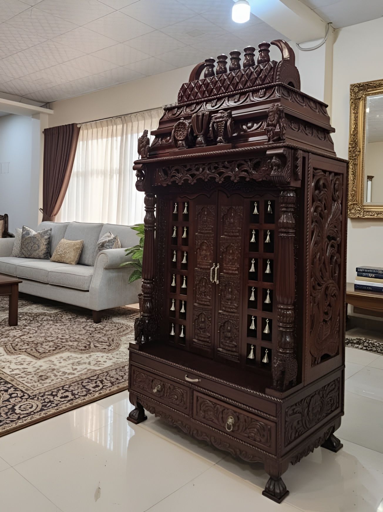 Wooden Pooja Mandapam Designs with Door - Image 3