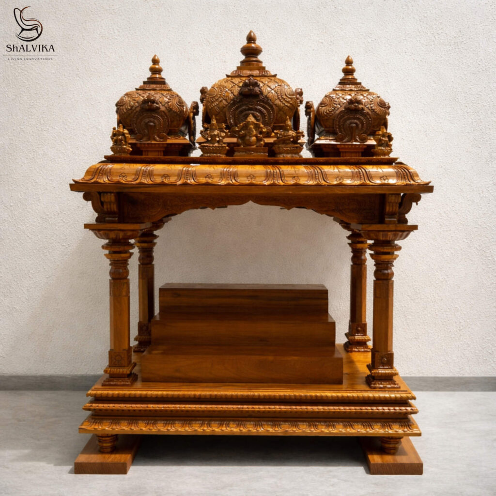 Wooden South Indian Mandir Design for Home