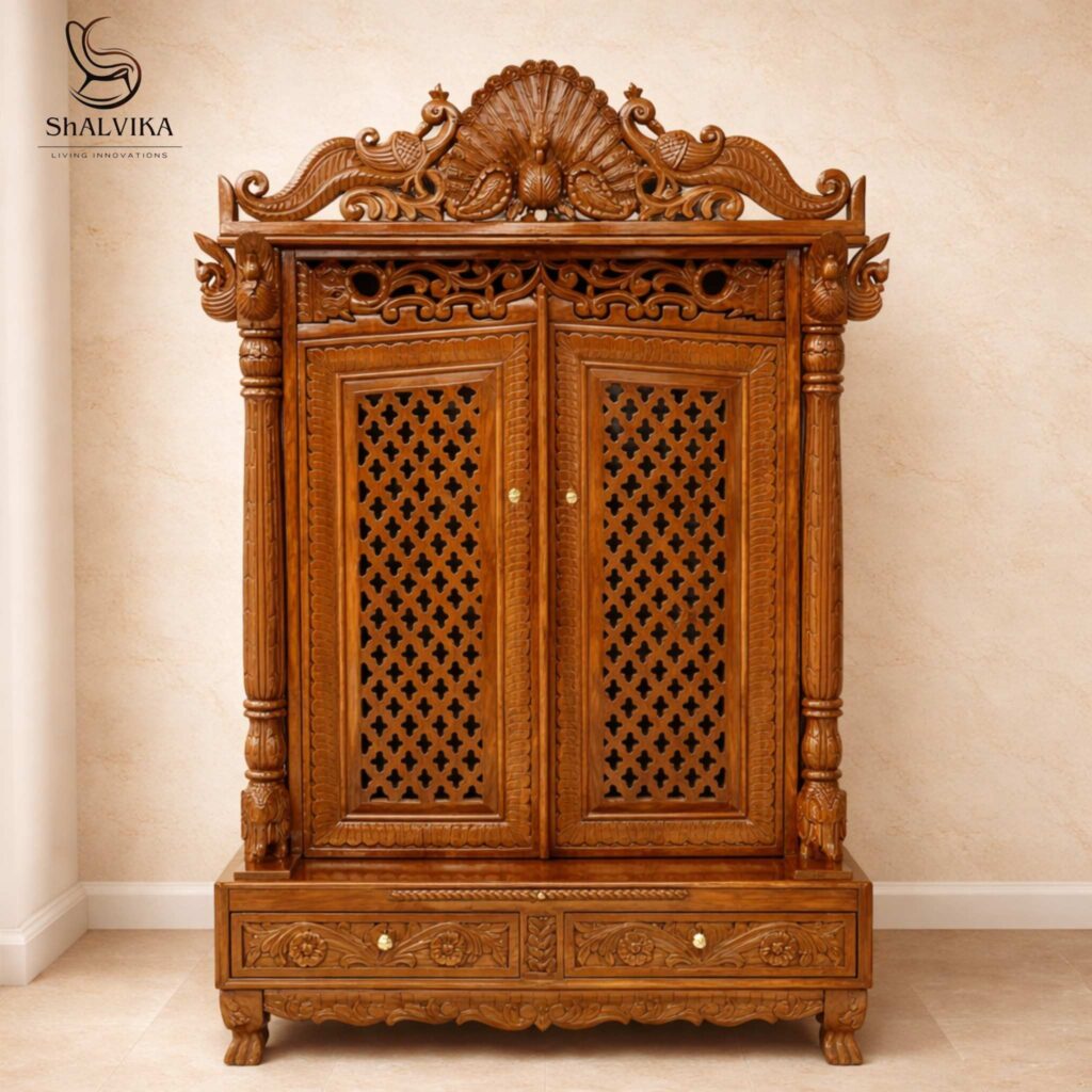 Wooden Mandir with Door for Home