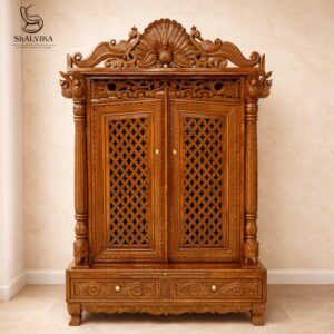 Wooden Mandir with Door for Home