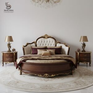 Round Bed for Bedroom in Teak Wood