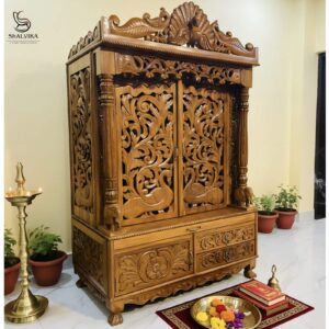 Wooden Mandir with Door for Home