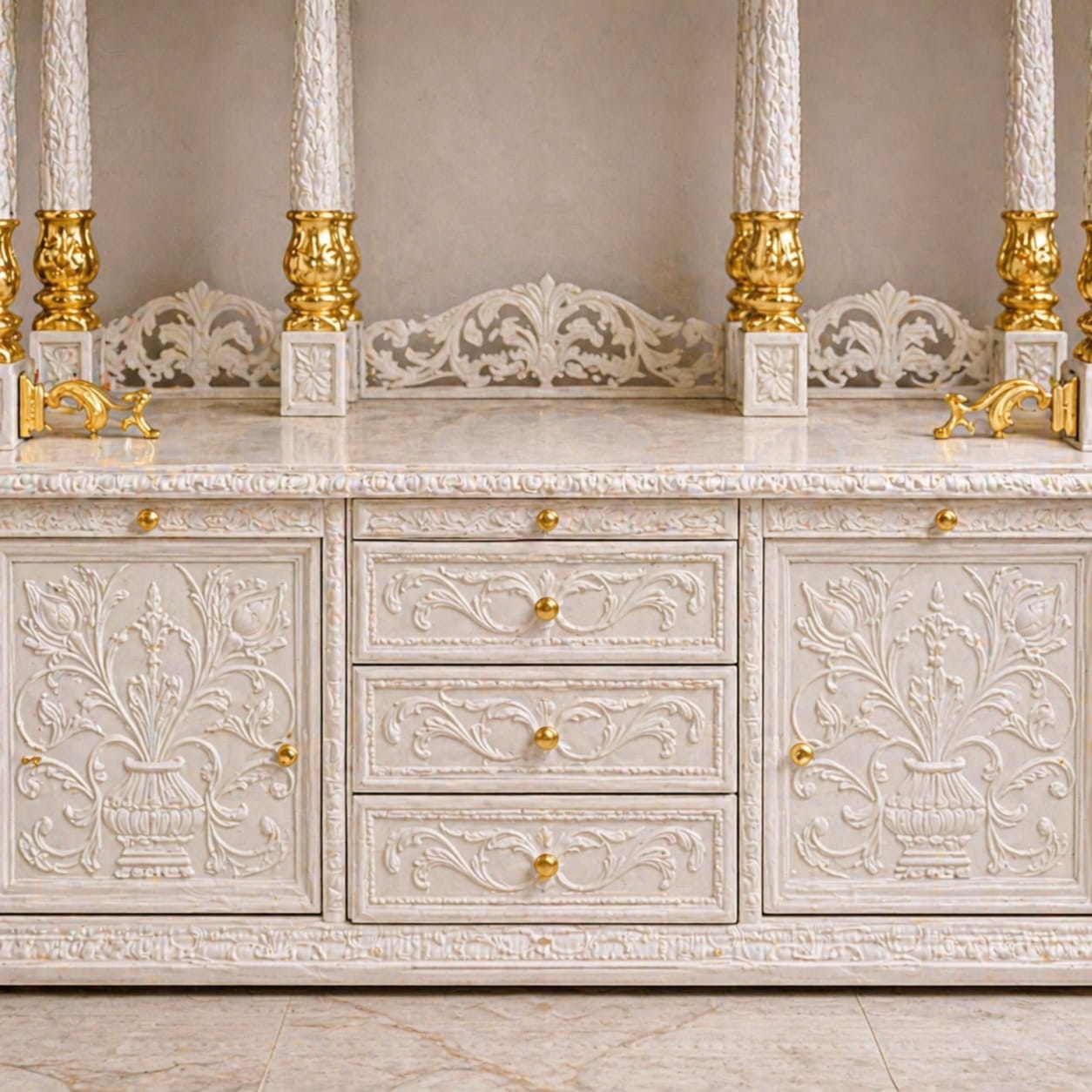 Design of Wooden Mandir with Storage
