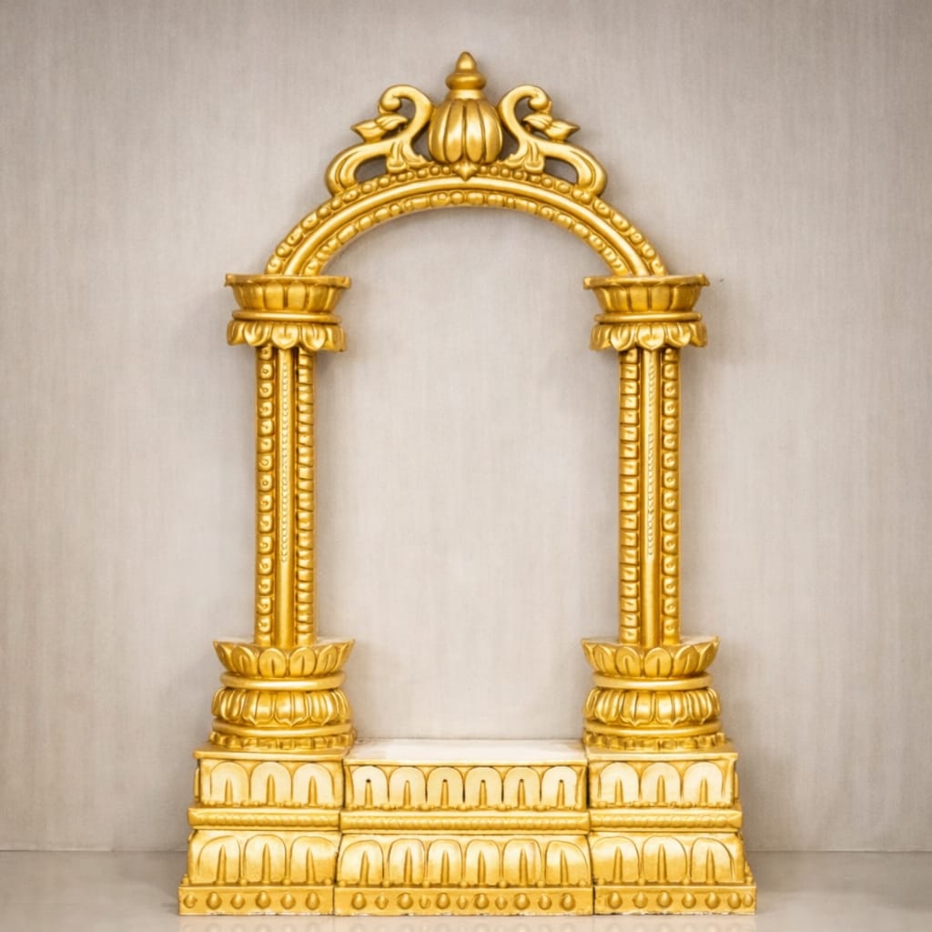 Designs for Mandir in Antique Gold for Home