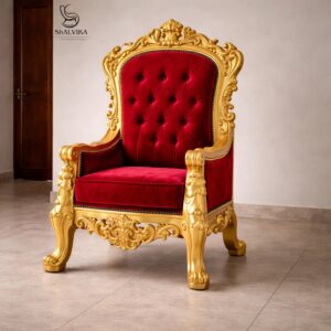 Guru Maharaj ji Chair in Antique Gold Polish