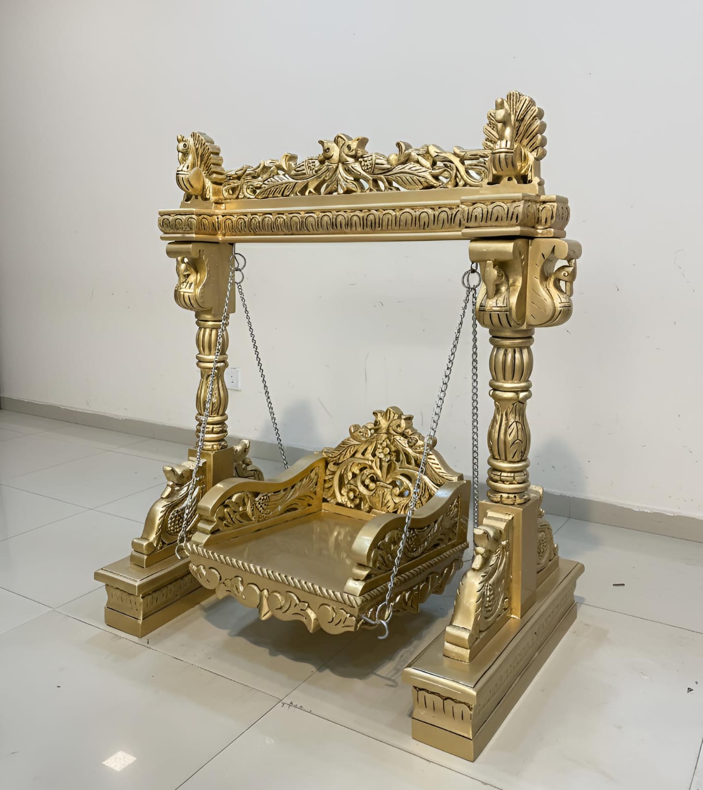 Handmade Laddu Gopal Jhula in Teak Wood