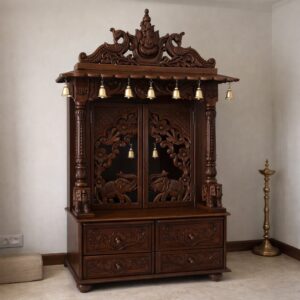 Puja Mandir with Door and Bells for Home