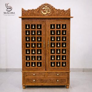 Puja Mandir with Door and Bells for Home