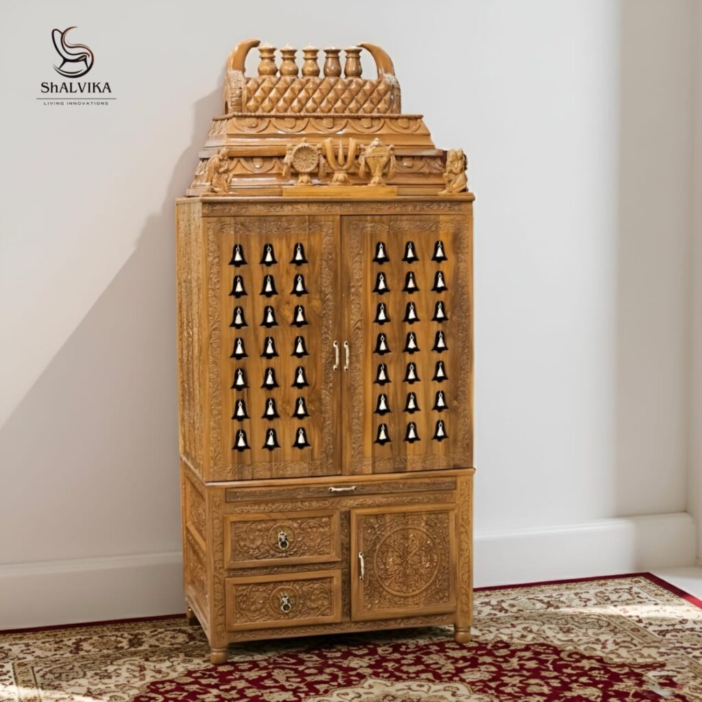 Pooja Temple for Home with Bells Door