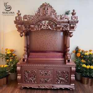 Wooden Devghar Mandir for Home by Shalvika Living