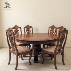 Wooden Dining Table with Chair by Shalvika Living