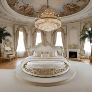 Wooden Luxury Round Bed Design for Home